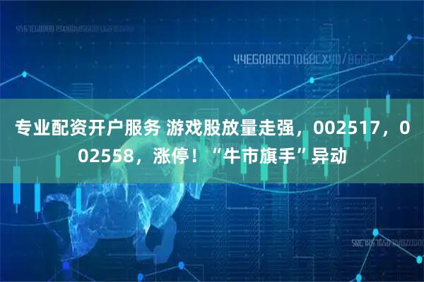 专业配资开户服务 游戏股放量走强，002517，002558，涨停！“牛市旗手”异动